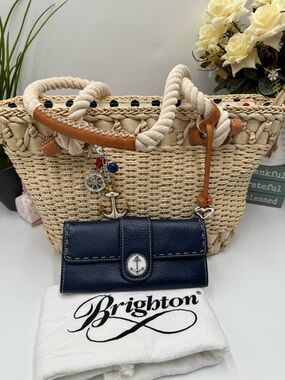 Brighton Bundle: Straw Coastal Tote, Anchor  Wallet, Anchor Charm, & Dusty